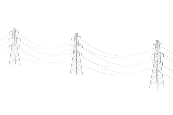 Realistyczne renderowanie 3d linii elektrycznych — Zdjęcie stockowe