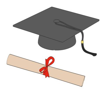2d cartoon illustration of graduation set clipart