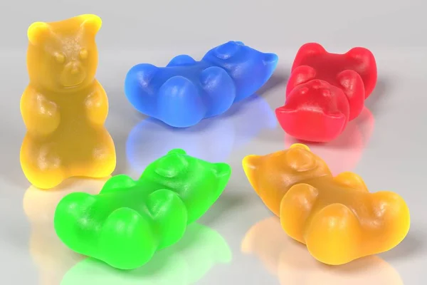 Realistic 3d render of gummy bears — Stock Photo, Image