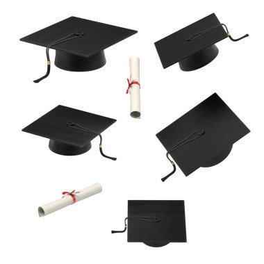 realistic 3d render of graduation set clipart