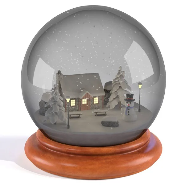 真实的 3d 渲染的雪花玻璃球 — 图库照片