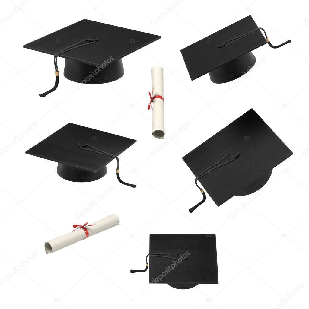 realistic 3d render of graduation set