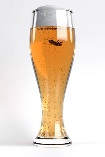 3d render of fly in beer — Stock Photo, Image