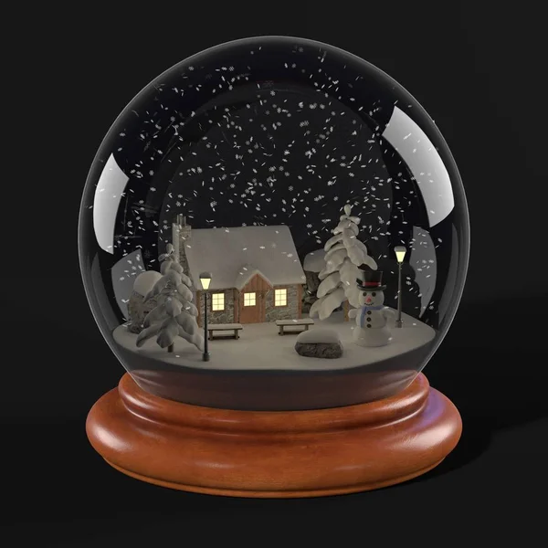 Realistisk 3d render av snowglobe — Stockfoto