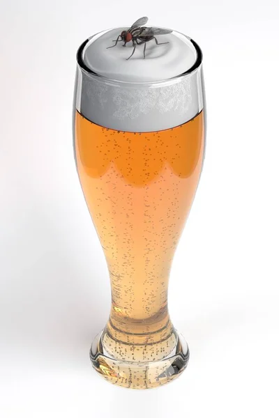 3d render of fly in beer — Stock Photo, Image