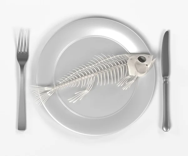 3d render of fish on plate — Stock Photo, Image