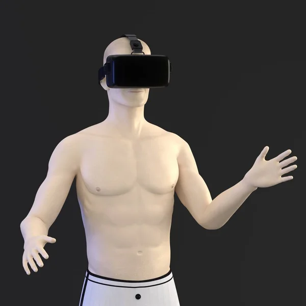 Renderização 3d de caracteres com fone de ouvido VR — Fotografia de Stock