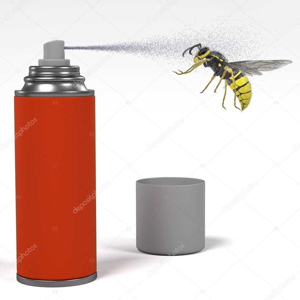3d render of spray killing insect