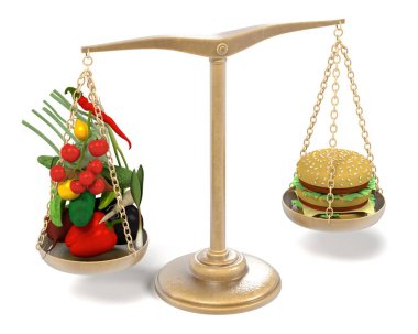 hamburger ve sebze ölçeklerde 3D render