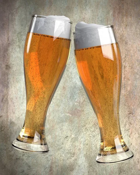 3D-Darstellung des Anhebens von Glas Bier — Stockfoto