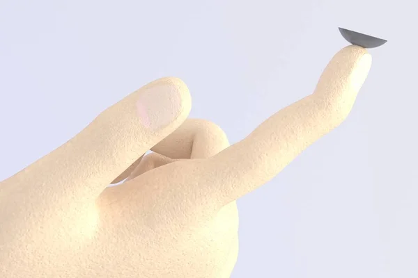 3D render karakter zetten contact lens in het oog — Stockfoto
