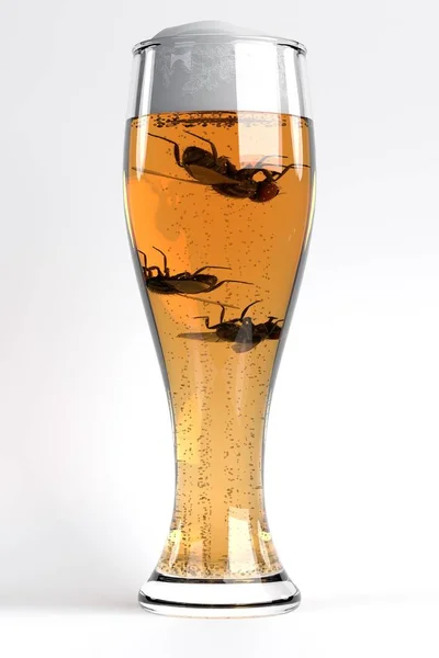 3D візуалізація мухи в пиві — стокове фото