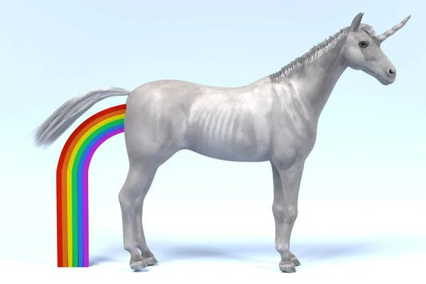 3d rendering di unicorno defecati arcobaleno — Foto Stock