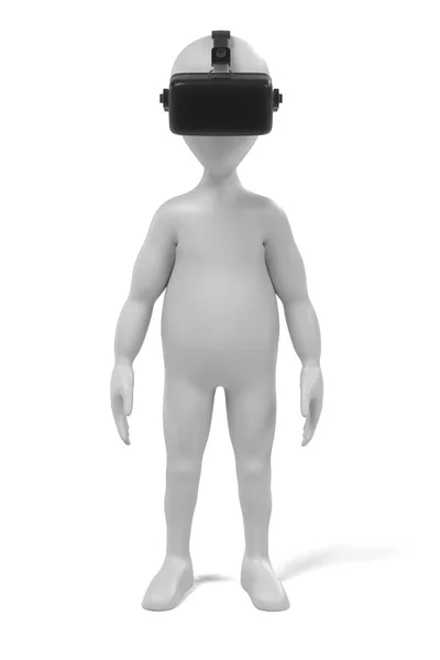 Renderização 3d de caracteres com fone de ouvido VR — Fotografia de Stock