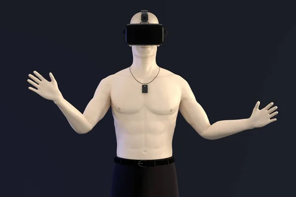 3D render Vr kulaklık ile karakteri — Stok fotoğraf