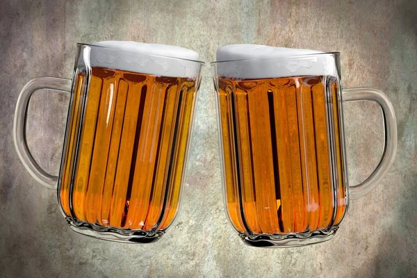 3D-Darstellung des Anhebens von Glas Bier — Stockfoto