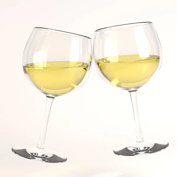 와인의 유리를 올리기의 3d 렌더링 — 스톡 사진