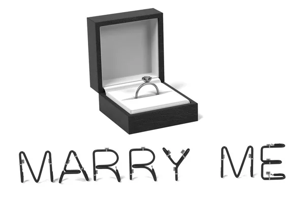 3D καθιστούν δαχτυλίδι με το σύμβολο «παντρευτεί εμένα» — Φωτογραφία Αρχείου