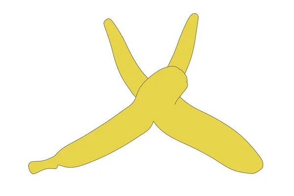 2D illustratie van de tekenfilm van bananenschil — Stockfoto
