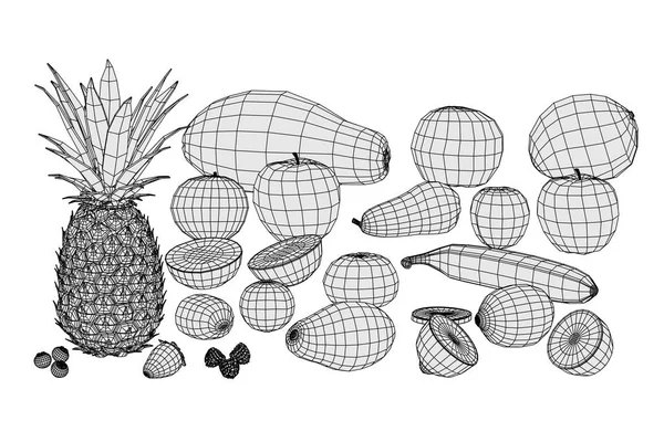 2D tecknad illustration av mat samling — Stockfoto