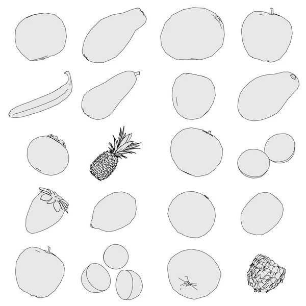 2D kreslený obrázek potravinové sbírky — Stock fotografie