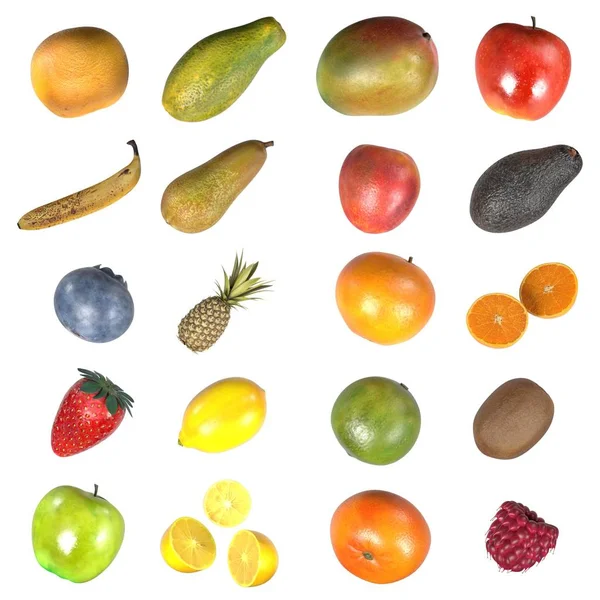 Realistic 3d render of fruit collection — Stock Photo, Image