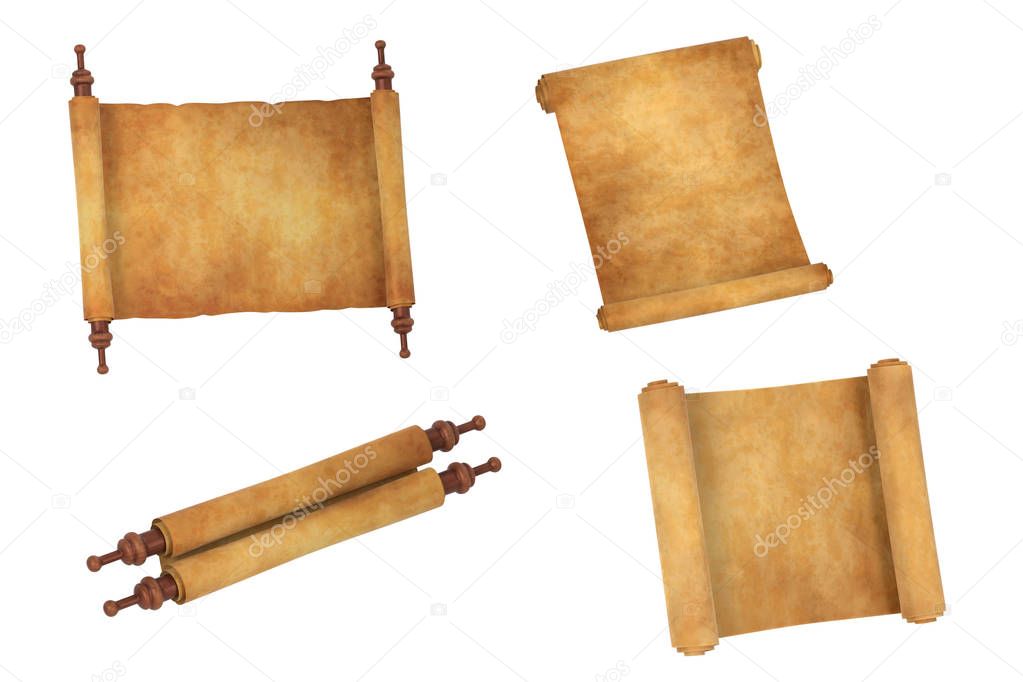 realistic 3d render of scrolls