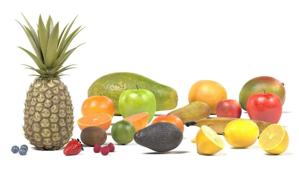 Realistické 3d vykreslení sběru ovoce — Stock fotografie