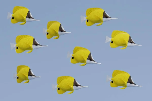 Realistische Darstellung Von Langschnabelfalterfischen — Stockfoto