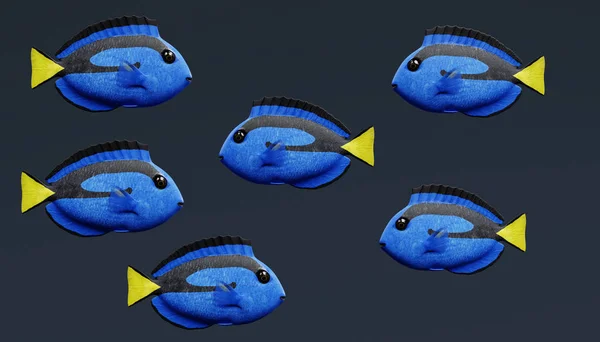 Realistische Darstellung Von Blauem Tang Fisch — Stockfoto