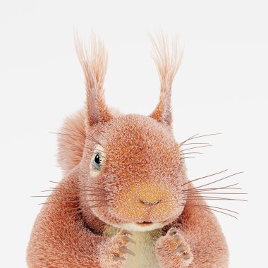 Realistic 3D Render of Squirrel clipart