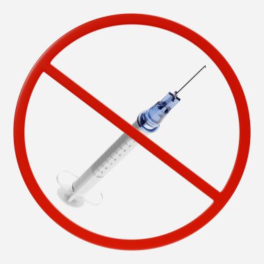 Yasak işareti şırınga ile 3D render