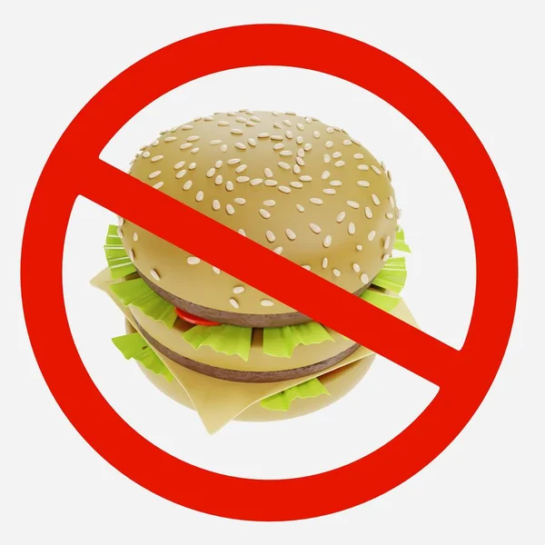 Визуализация Запрета Знак Гамбургером — стоковое фото