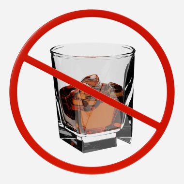 Alkol yasağı işaretiyle 3D render