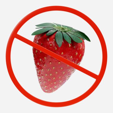 Yasak işareti çilek ile 3D render