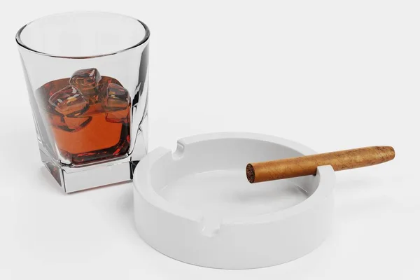 Darstellung Von Zigarre Und Whiskey — Stockfoto