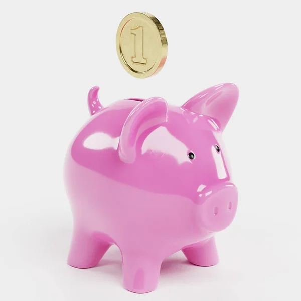 Piggy Bank Gerçekçi Canlandırması — Stok fotoğraf