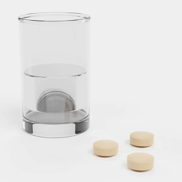 Render Pills Glass Water — Stock Photo, Image