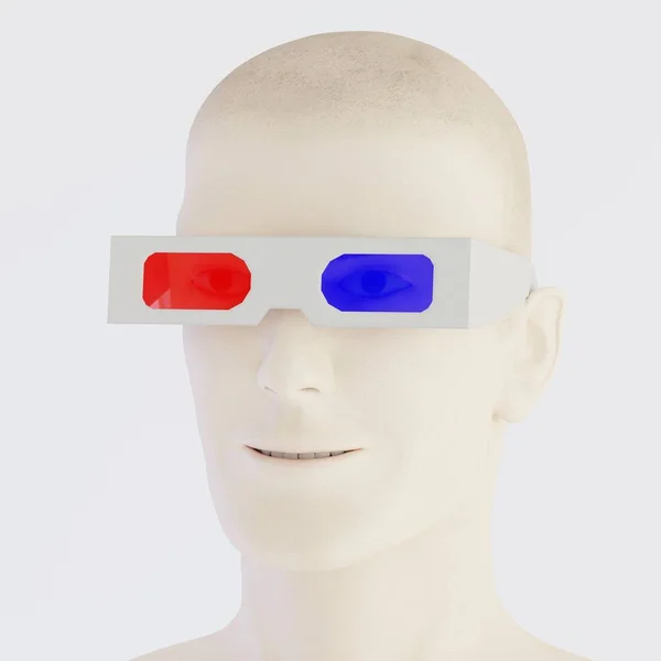 Renderização Personagem Com Óculos — Fotografia de Stock