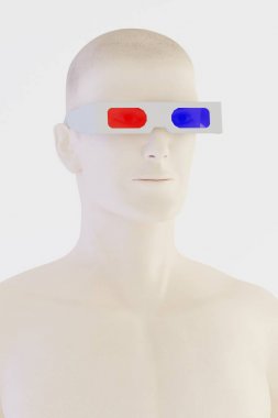 3d gözlük ile karakteri 3D render