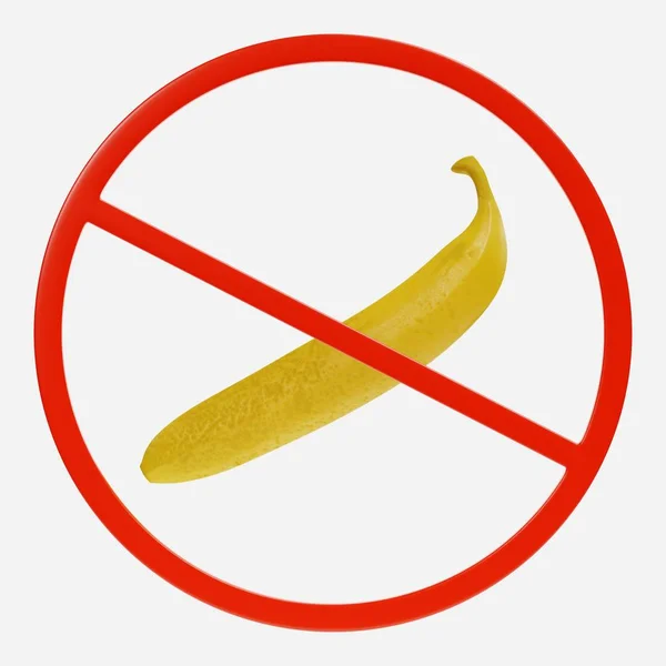 Render Van Verbod Teken Met Banaan — Stockfoto