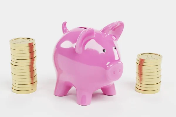 Renderização Realista Piggy Bank — Fotografia de Stock