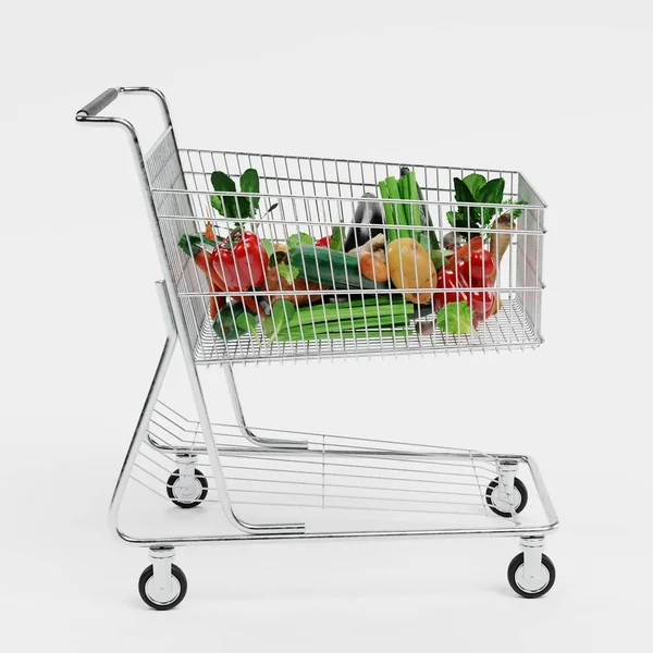 Render Realistico Del Cibo Nel Carrello Della Spesa — Foto Stock