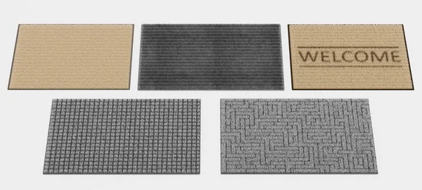 Welcome Doormat Placed In Front Of The Gray Front Door Of A Home Entrance  Stock Photo - Download Image Now - iStock