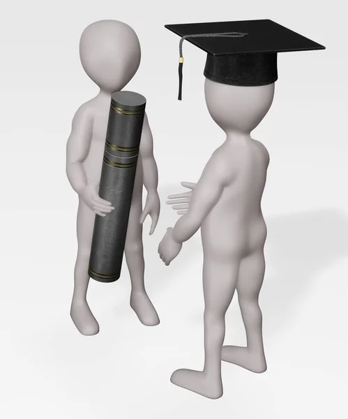 Realistisk Render Karaktär Graduating — Stockfoto