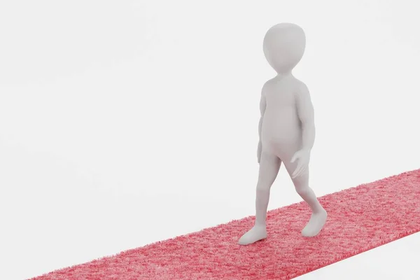 Realistic Render Red Carpet Character — Stock Photo, Image