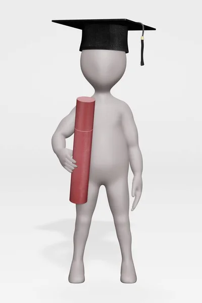 Realistic Render Character Graduating — Stock Photo, Image