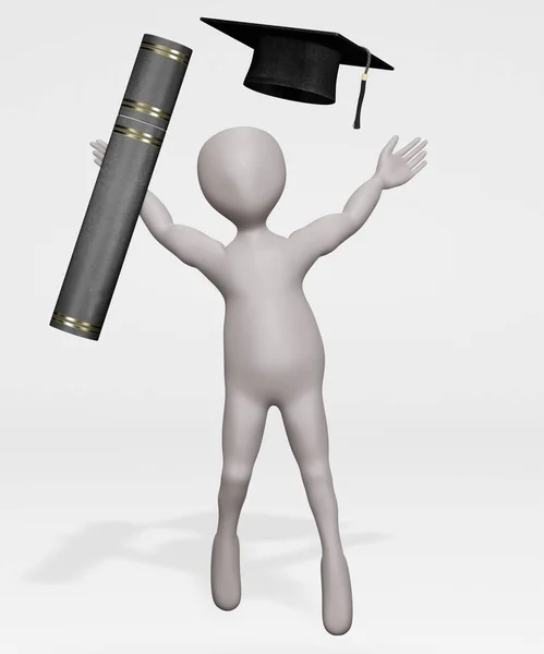 Realistic Render Character Graduating — Stock Photo, Image