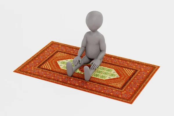 Perender Karakter Dengan Karpet Oriental — Stok Foto