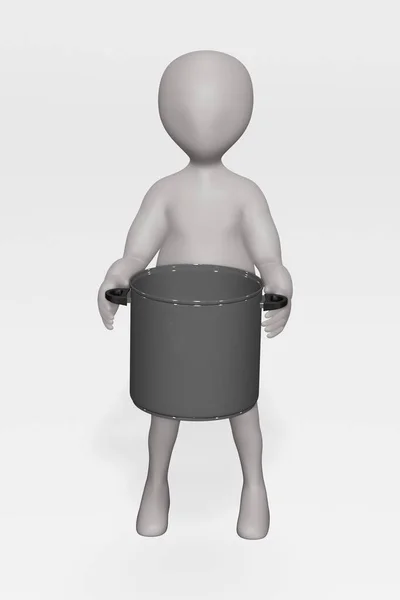 Render Character Cooking Pot — Stock Photo, Image